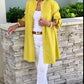 Giacca camicia da donna lunga in cotone tinta unita