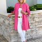 Giacca camicia da donna lunga in cotone tinta unita